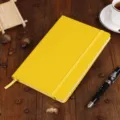 A5 yellow business hardcover notebook with elastic band and bookmark ribbon for office school. - A5-80 Sheets (145*210mm) / Yellow