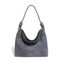Graue Wildleder-Unterarm-Umhängetasche für Damen minimalistische weiche Hobo Beuteltasche - Warmes Grau (Y2351#)