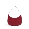 Rote gewebte Leder-Hobo-Umhängetasche mit elegantem Metallkettenriemen, Luxus-Handtasche. - Rot
