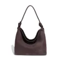 Retro Wildleder Hobo Umhängetasche mit Knotengurt, minimalistische weiche Beuteltasche. - Kaffee (Y2351#)
