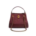 Bordeauxkleurige suède gevlochten schoudertas met gouden ketting, elegante dames bucket bag. - Stijl Y2821 (Ancora Rood)