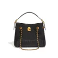 Zwarte geweven lederen emmertas met gouden ketting, elegante schoudertas handtas voor dames. - Stijl Y2821 (Zwart)
