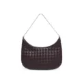 Dunkelbraune geflochtene Leder Hobo Schultertasche mit schicker Kette für elegante Damenoutfits - Schokoladenbraun