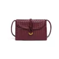 Sac bandouliere en cuir tisse bordeaux chic sac a main minimaliste pour femme elegante quotidien - Rouge Vin (B2349#)