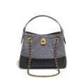 Geflochtene Wildleder Ketten Eimer Tasche Schick Schulter Umhängetasche Damen Handtasche - Stil Y2821 (Warmgrau Schwarz)