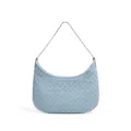 Hellblaue gewebte Leder Hobo Schultertasche mit eleganter Metallkette für schickes Damenstyling. - Azurblau