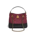 Gevlochten suède leren bucketbag met stijlvolle kettingriem en uniek slot voor vrouwen. - Stijl Y2821 (Wijnrood Zwart)