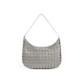 Silberne geflochtene Leder Hobo Tasche mit Kette, handgemachte elegante Schultertasche Handtasche - Silbergrau