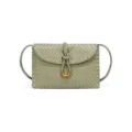 Salbeigruene gewebte Leder Umhaengetasche, elegante Kuvert Schultertasche mit Schloss. - Travertingrün (B2349#)