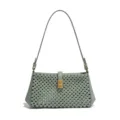 Grüne geflochtene Leder-Umhängetasche, stilvolle Cutout Baguette-Tasche für Damen Alltag. - Matcha-Grün