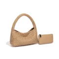 Geflochtene Handtasche und kleine Tasche Set, stilvolle Henkeltasche in Kamelfarbe. - Handtasche und Beutel Set / Aprikose