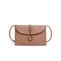 Sac bandoulière en cuir tressé pour femmes, sac épaule enveloppe taupe chic avec boucle en métal. - B2349# mousse moka