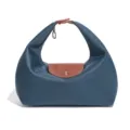 Waterdichte Nylon Dumpling Handtas Klassieke Casual Tote Bag Grote Capaciteit Mode - Indigoblauw/Bruin
