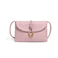 Sac bandoulière en cuir tressé rose avec rabat et fermoir métallique, sac élégant. - Rose Lotus (B2349#)