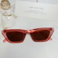 Gafas de sol de ojo de gato rosa transparente de moda, elegante estilo callejero chic. - Rojo Transparente
