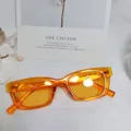 Modische kleine Rahmen Jelly Farbe Sonnenbrille für Damen, trendige Party Party Sonnenbrille. - Transparent Orange