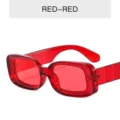 Retro quadratische Sonnenbrille für Damen und Herren, modische breite Bügel rote Brille. - Transparent Roter Rahmen Rote Linse