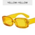 Vintage quadratische Sonnenbrille fuer Damen Herren trendige transparente gelbe Brille - Transparent Gelber Rahmen Gelbe Linse