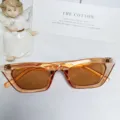 Fashion cat eye sunglasses for women, trendy translucent amber frame UV protection glasses. - Champagne