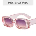 Modische klobige quadratische Sonnenbrille mit Farbverlauf-Gläsern und breiten Bügeln chic. - Rosa Rahmen Grau-Rosa Gläser