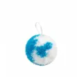 Detailed close-up of the blue and white plush bathroom cleaning ball, soft texture design. - Blue