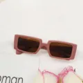 Gafas de sol rectangulares mate de moda para hombre y mujer, proteccion UV elegante chic. - Rosa empolvado