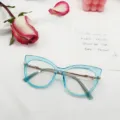 TR90 anti-blue light cat-eye vintage glasses frame in light blue, trendy optical frame. - Blue