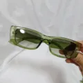Gafas de sol retro montura gelatina verde, lentes degradadas Y2K, gafas moda urbana veraniega. - Verde Transparente