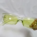 Retro green clear frame sunglasses, vintage jelly style sun glasses for summer streetwear. - Transparent Yellow