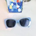 Chic hellblaue quadratische Damen Sonnenbrille, modischer Sonnenschutz für den Alltag. - Gelee-Blau