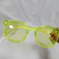 Neon green jelly frame sunglasses, retro square trendy sun glasses for women and men. - Fluorescent Green