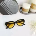Gafas de sol de ojo de gato negras lentes amarillas estilo vintage retro streetwear. - Montura Negra Lentes Amarillas