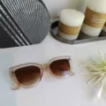 Chic translucent frame cat eye sunglasses with gradient lenses, stylish street fashion eyewear. - Champagne