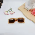 Gafas de sol cuadradas marrones de moda para hombres y mujeres, estilo vintage retro chic. - Color Té con Leche