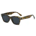 Modische quadratische Sonnenbrille in Schildpattoptik mit UV-Schutz für Damen und Herren. - Leopard Rahmen Graue Gläser