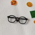 Schwarze runde Haustierbrille, stilvolle Flachglas-Sonnenbrille für Katzen und kleine Hunde. - Schwarzer Rahmen Weiße Linsen