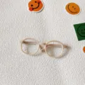 Niedliche Haustier runde flache Brille beige Katze Hund Mode Accessoire tolle Foto Requisite - Cremeweiß Klares Glas