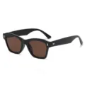 Klassische quadratische Sonnenbrille für Damen und Herren, schwarzer Rahmen, braune Gläser. - Schwarzer Rahmen Tee Gläser
