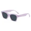 Helle lila quadratische Sonnenbrille fuer Damen und Herren stilvoller UV-Schutz mit Nieten. - Lila Rahmen Graue Gläser