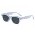 Hellblaue quadratische Sonnenbrille mit Metallnieten, stilvoller transparenter Acetatrahmen. - Blauer Rahmen Graue Linsen