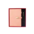 A5 business notebook gift set with pink PU leather journal, magnetic buckle and black pen. - Single Notebook / Pink