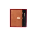 A5 business notebook gift set PU leather journal with pen in red luxury box for office. - Chocolate