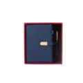 A5 Business Notebook Gift Box Set, Blue Leather Journal with Gold Clasp and Black Pen, Variant. - Blue