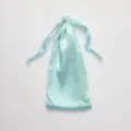 Blue satin drawstring storage bag for jewelry, gifts, and cosmetics, elegant silky pouch. - Fresh Green