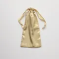 Gold imitation silk drawstring pouch for jewelry gift storage, elegant and smooth fabric bag. - Gold