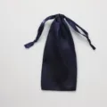 Dark blue satin drawstring pouch for jewelry gift storage, elegant and smooth daily use bag. - Navy Blue