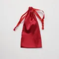Red silk drawstring pouch, elegant satin gift and jewelry storage organizer bag. - Bright Red