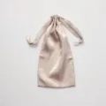 Satin imitation silk drawstring storage bag, elegant champagne pink pouch for jewelry and gifts. - Gold Pink