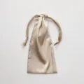 Champagne satin silk drawstring pouch for jewelry, cosmetics, gifts and small accessories. - Milk Tea