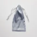Light grey satin drawstring pouch, elegant silk storage bag for jewelry, gifts and cosmetics. - Haze Blue